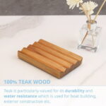 Teak soap Dish for Shower by HTB, Wood Decorative Bath soap Holder Heightened Base Design to Keep Soap Dry in Kitchen, Bathroom, Sink, Bathtub, Cute Wooden soap Saver for Hand...