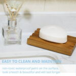 Teak soap Dish for Shower by HTB, Wood Decorative Bath soap Holder Heightened Base Design to Keep Soap Dry in Kitchen, Bathroom, Sink, Bathtub, Cute Wooden soap Saver for Hand...