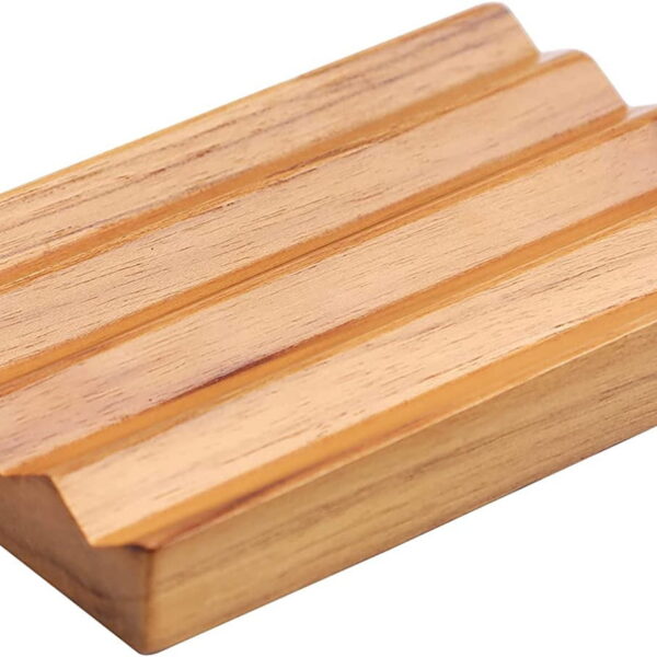 Teak soap Dish for Shower by HTB, Wood Decorative Bath soap Holder Heightened Base Design to Keep Soap Dry in Kitchen, Bathroom, Sink, Bathtub, Cute Wooden soap Saver for Hand...