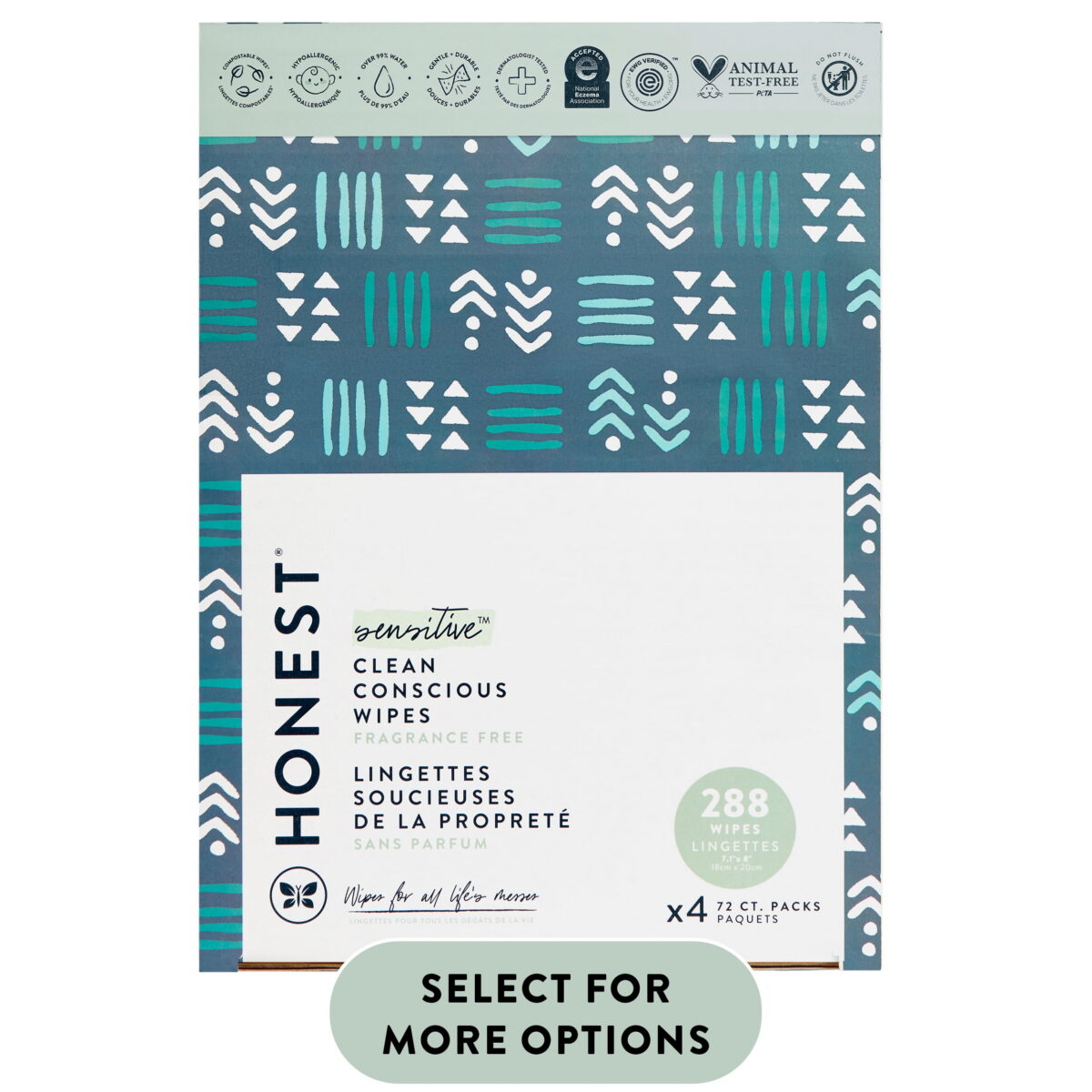 The Honest Company, Plant-Based Baby Wipes, Fragrance-Free, 288 Count (Select for More Options)