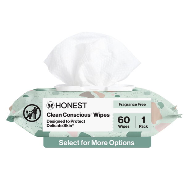 The Honest Company, Plant-Based Baby Wipes, Fragrance-Free, 60 Count (Select for More Options)