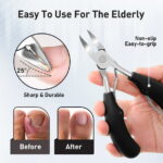 Toenail Clippers, Nail Clippers Set for Ingrown or Thick Toenails, Sharp Curved Blade Pedicure Tool for Men Seniors
