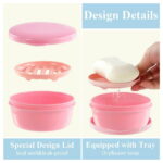 TPBSITNS 4 Pcs Portable Travel Soap Container, Plastic Leak Proof Shampoo Bar Soap Holder with Lid, Self Draining Round Waterproof Travel Soap Dishes Soap Case Box for Bathroom...