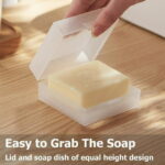 Travel Soap Case,Clear Bar Soap Travel Container,Square Soap Holder,Square Gym Soap Holder with Draining Pad,Soap Dish for Bathroom Shower Home Outdoor Hiking...