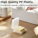 Travel Soap Case,Clear Bar Soap Travel Container,Square Soap Holder,Square Gym Soap Holder with Draining Pad,Soap Dish for Bathroom Shower Home Outdoor Hiking...