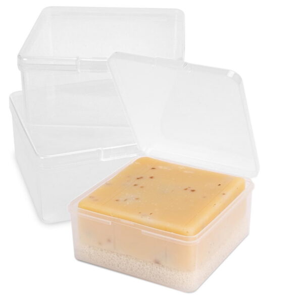 Travel Soap Container Square, Bar Soap Case Storage Holder, Vonpri Soap Dish Shower Square Bathroom Accessories for Traveling Outdoor Camping Gym Fitness (3Pcs Clear)