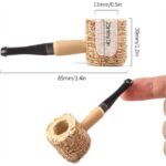 Triani 5Pcs Corn Shaped Cigar Pipes Natural Corn Cob Practice Pipes Straight Varnished Corncob Pipe Black Stem for Beginner