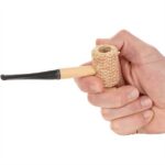 Triani 5Pcs Corn Shaped Cigar Pipes Natural Corn Cob Practice Pipes Straight Varnished Corncob Pipe Black Stem for Beginner