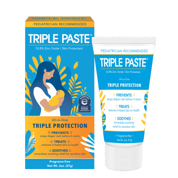 Triple Paste Diaper Rash Cream, Hypoallergenic Medicated Ointment for Babies, 2 oz