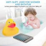 Tripumer 4Pcs Self-Draining Soap Dish Silicone Non-Slip Soap Holder BPA Free Waterfall Drain Soap Protector Suitable for Shower, Bathroom, Kitchen, Bathtub Keep Soap Dry Extend...