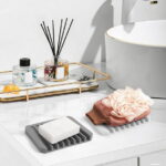 Tripumer 8Pcs Self-Draining Soap Dish Silicone Non-Slip Soap Holder BPA Free Waterfall Drain Soap Protector Suitable for Shower, Bathroom, Kitchen, Bathtub Keep Soap Dry Extend...