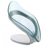TureClos Self Draining Soap Box No Punching Leaf Shape Dish Tray Decorative Soap Holder for Bathroom Kitchen, Grey