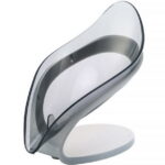 TureClos Self Draining Soap Box No Punching Leaf Shape Dish Tray Decorative Soap Holder for Bathroom Kitchen, Grey"