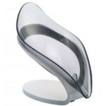 TureClos Self Draining Soap Box No Punching Leaf Shape Dish Tray Decorative Soap Holder for Bathroom Kitchen, Grey"