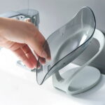 TureClos Self Draining Soap Box No Punching Leaf Shape Dish Tray Decorative Soap Holder for Bathroom Kitchen, Grey"