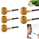 Tutuviw Corn Shaped Cigar Pipes,5Pcs Natural Corn Cob Practice Pipe,Corn Cob Pipe,Pipes Accessories,Disposable Cigar Pipe Kit with Straight Stem for Beginner