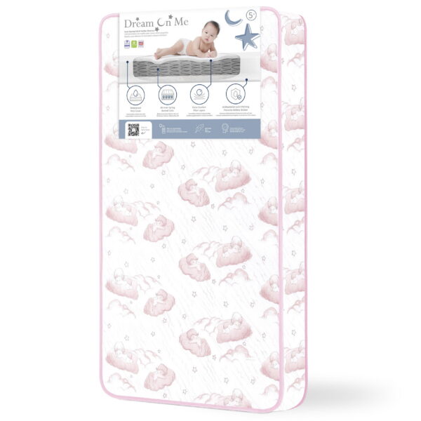 Twilight 80 Coil Spring Crib and Toddler Bed Mattress, Wave Pink, 5"