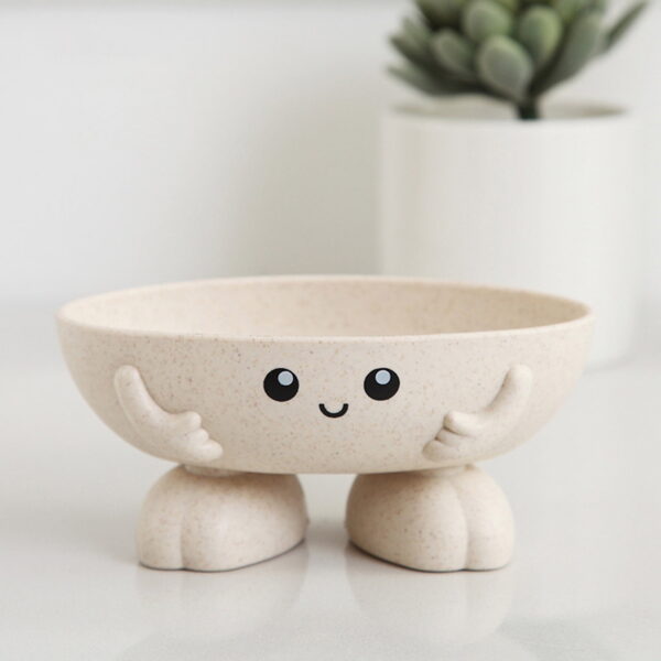 UAEBM Soap Dish Ceramic Soap Holder Self Draining White Leaf-Shape Soap Dishes for Bathroom Bar Soap Holder Easy To Clean Keeps Soap Dry Beige