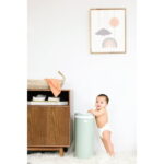 Ubbi Stainless Steel Diaper Pail, Odor Locking, No Special Bag Required, Award-Winning, Registry Must-Have, Sage Green