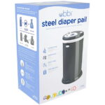 Ubbi Stainless Steel Diaper Pail, Odor Locking, No Special Bag Required, Award-Winning, Registry Must-Have, Slate