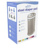 Ubbi Stainless Steel Diaper Pail, Odor Locking, No Special Bag Required, Award-Winning, Registry Must-Have, Taupe, Toddler, Newborn