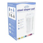 Ubbi Stainless Steel Diaper Pail, Odor Locking, No Special Bag Required, Award-Winning, Registry Must-Have, White Herringbone, Toodler, Newborn
