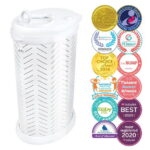 Ubbi Stainless Steel Diaper Pail, Odor Locking, No Special Bag Required, Award-Winning, Registry Must-Have, White Herringbone, Toodler, Newborn