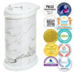 Ubbi Stainless Steel Diaper Pail, Odor Locking, No Special Bag Required, Award-Winning, Registry Must-Have, White Herringbone, Toodler, Newborn