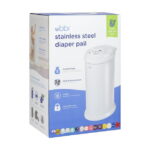 Ubbi Stainless Steel Diaper Pail, Odor Locking, No Special Bag Required, Award-Winning, Registry Must-Have, White