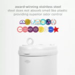 Ubbi Stainless Steel Diaper Pail, Odor Locking, No Special Bag Required, Award-Winning, Registry Must-Have, White