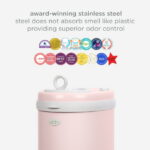 Ubbi Stainless Steel Diaper Pail, Odor Locking, No Special Bag Required, Award-Winning, Registry Must-Have, Blush Pink
