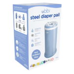 Ubbi Stainless Steel Diaper Pail, Odor Locking, No Special Bag Required, Award-Winning, Registry Must-Have, Cloudy Blue