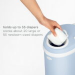 Ubbi Stainless Steel Diaper Pail, Odor Locking, No Special Bag Required, Award-Winning, Registry Must-Have, Cloudy Blue