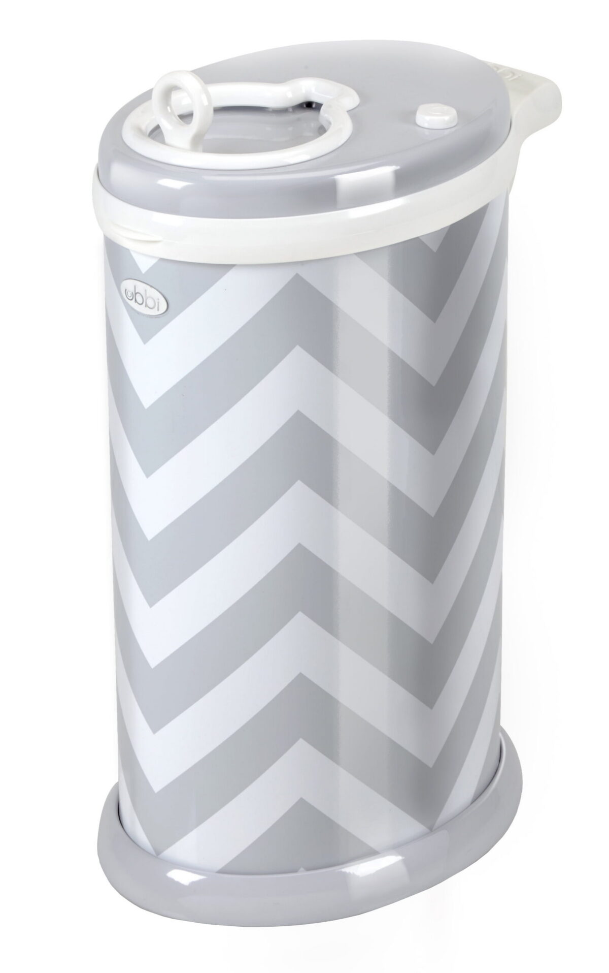 Ubbi Stainless Steel Diaper Pail, Odor Locking, No Special Bag Required, Award-Winning, Registry Must-Have, Gray Chevron