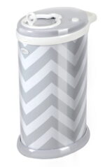 Ubbi Stainless Steel Diaper Pail, Odor Locking, No Special Bag Required, Award-Winning, Registry Must-Have, Gray Chevron