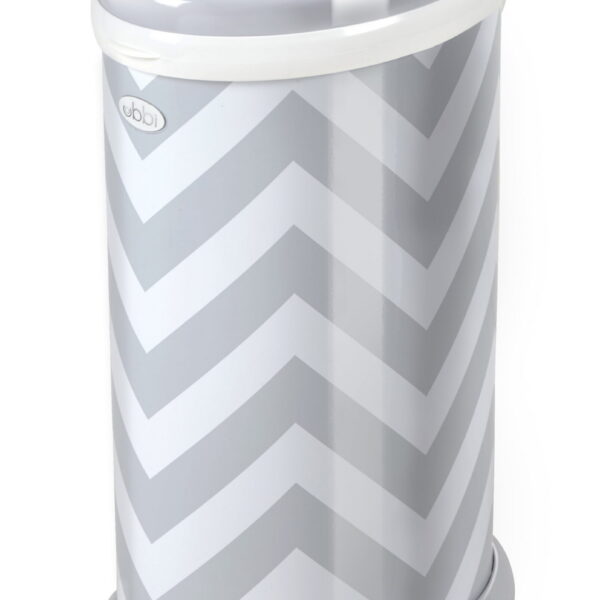 Ubbi Stainless Steel Diaper Pail, Odor Locking, No Special Bag Required, Award-Winning, Registry Must-Have, Gray Chevron