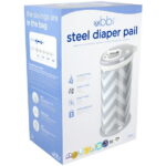 Ubbi Stainless Steel Diaper Pail, Odor Locking, No Special Bag Required, Award-Winning, Registry Must-Have, Gray Chevron