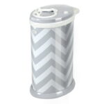 Ubbi Stainless Steel Diaper Pail, Odor Locking, No Special Bag Required, Award-Winning, Registry Must-Have, Gray Chevron