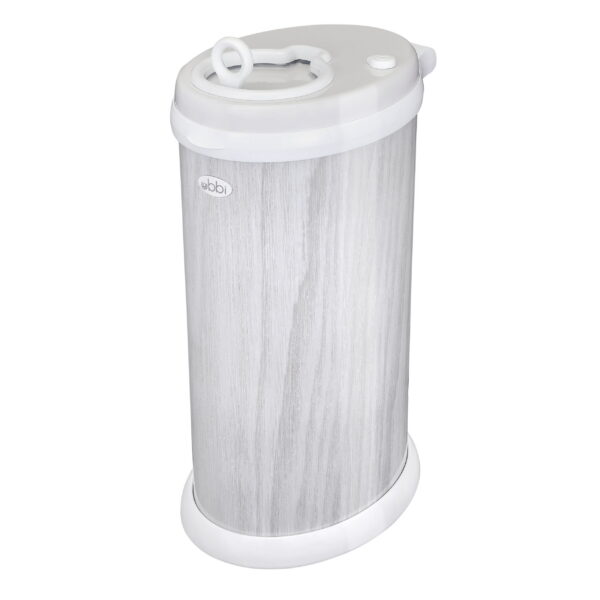 Ubbi Stainless Steel Diaper Pail, Odor Locking, No Special Bag Required, Award-Winning, Registry Must-Have, Woodgrain