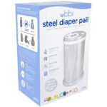 Ubbi Stainless Steel Diaper Pail, Odor Locking, No Special Bag Required, Award-Winning, Registry Must-Have, Woodgrain