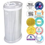 Ubbi Stainless Steel Diaper Pail, Odor Locking, No Special Bag Required, Award-Winning, Registry Must-Have, Woodgrain