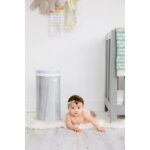 Ubbi Stainless Steel Diaper Pail, Odor Locking, No Special Bag Required, Award-Winning, Registry Must-Have, Woodgrain