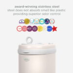 Ubbi Stainless Steel Diaper Pail, Odor Locking, No Special Bag Required, Award-Winning, Registry Must-Have, Ivory