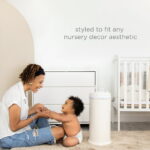 Ubbi Stainless Steel Diaper Pail, Odor Locking, No Special Bag Required, Award-Winning, Registry Must-Have, Ivory