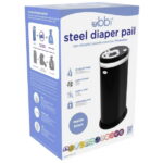 Ubbi Stainless Steel Diaper Pail, Odor Locking, No Special Bag Required, Award-Winning, Registry Must-Have, Matte Black