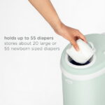 Ubbi Stainless Steel Diaper Pail, Odor Locking, No Special Bag Required, Award-Winning, Registry Must-Have, Sage Green
