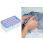Unique Bargains Soap Dish Drain Multifunctional Soap Cleaning Storage Foaming Box Blue