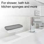 Unique Bargains Soap Dish Keep Soap Dry for Bathroom Kitchen Silicone Dark Gray 23x9cm