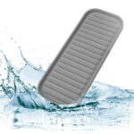 Unique Bargains Soap Dish Keep Soap Dry for Bathroom Kitchen Silicone Dark Gray 23x9cm