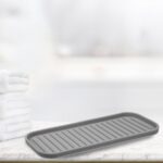 Unique Bargains Soap Dish Keep Soap Dry for Bathroom Kitchen Silicone Dark Gray 23x9cm
